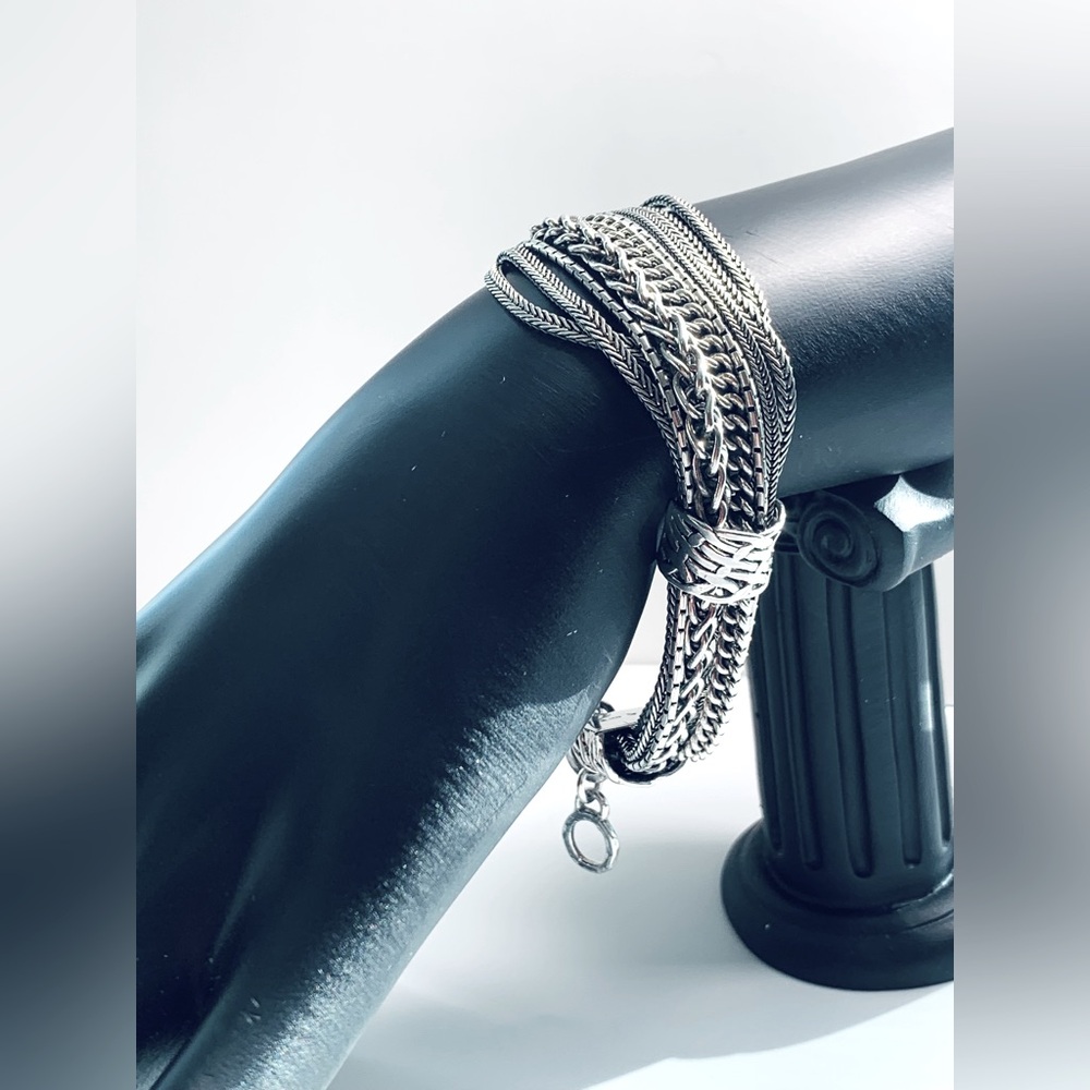 Silpada Sterling TALK OF THE TOWN Mixed Chain 3-Station Bali-Inspired Bracelet - Picture 2 of 16